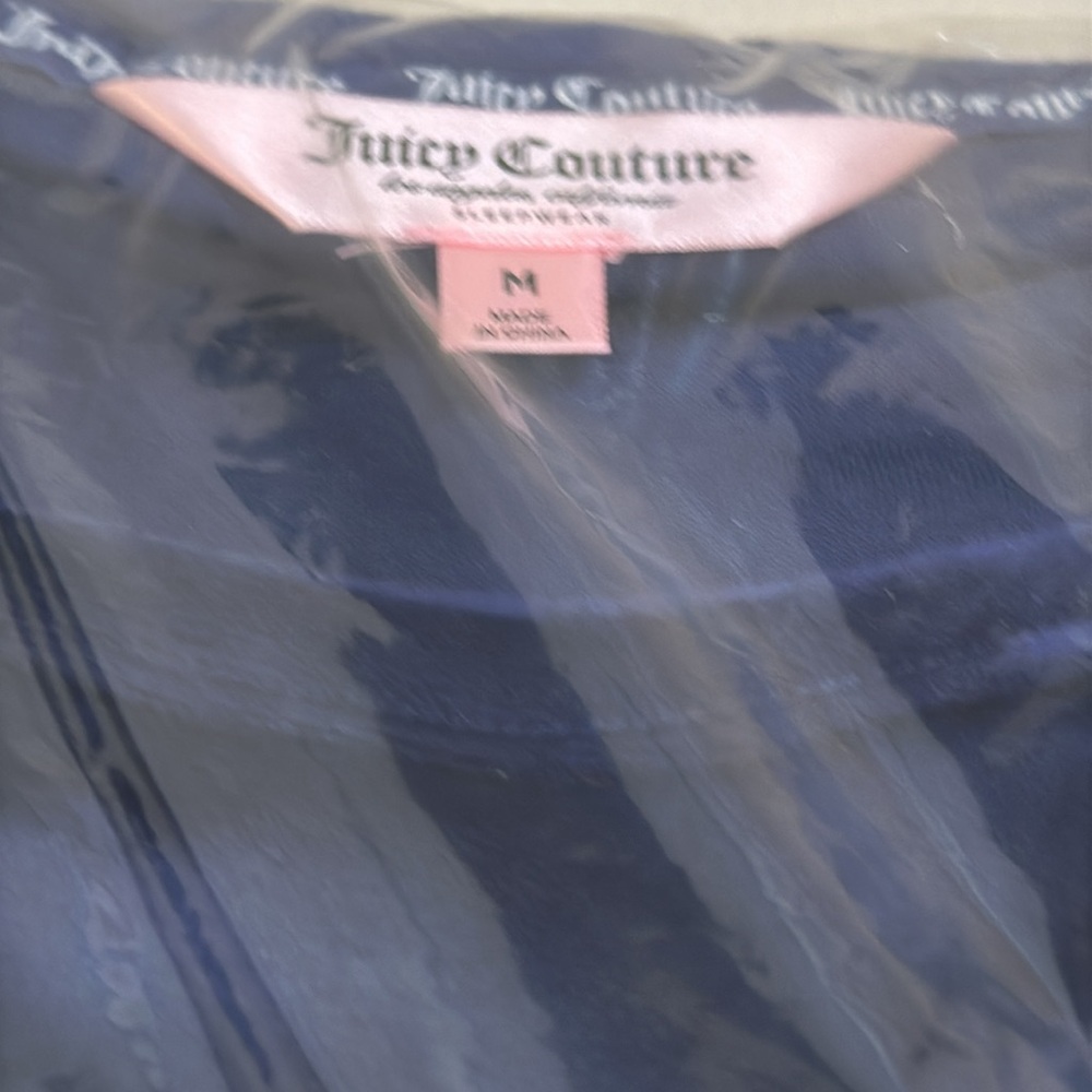 NWT JUICY COUTURE Velour Fitted Top And Wide Leg Pants Lounge Set in Royal Navy - Picture 4 of 6